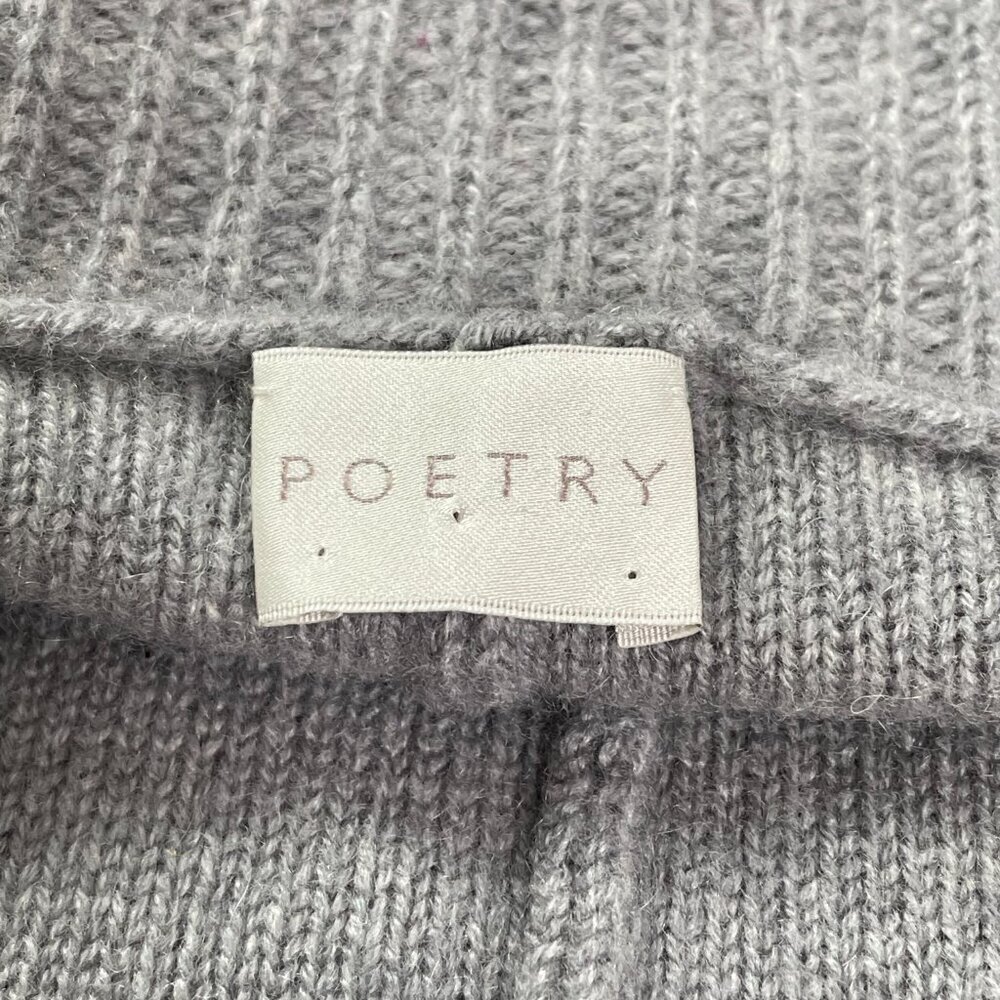 Poetry 100% Cashmere Open Front Cardigan Sweater Gray Knit Pocket Cocoon Wrap L View 5